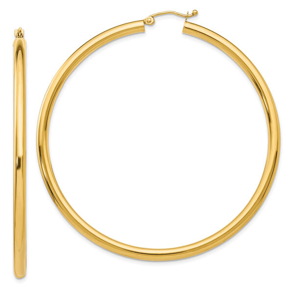 Gold Classics&#40;tm&#41; 14kt. Gold 60mm Tube Hoop Earrings - image 
