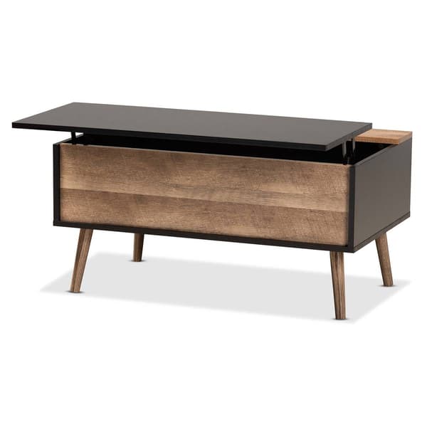 Baxton Studio Jensen Black/Rustic Brown Finish Wood Coffee Table