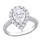 Sterling Silver 2 3/4ctw. White Moissanite Pear Halo Ring - image 1