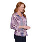 Womens Multiples Roll Sleeve Houndstooth Shimmer Blouse - image 3