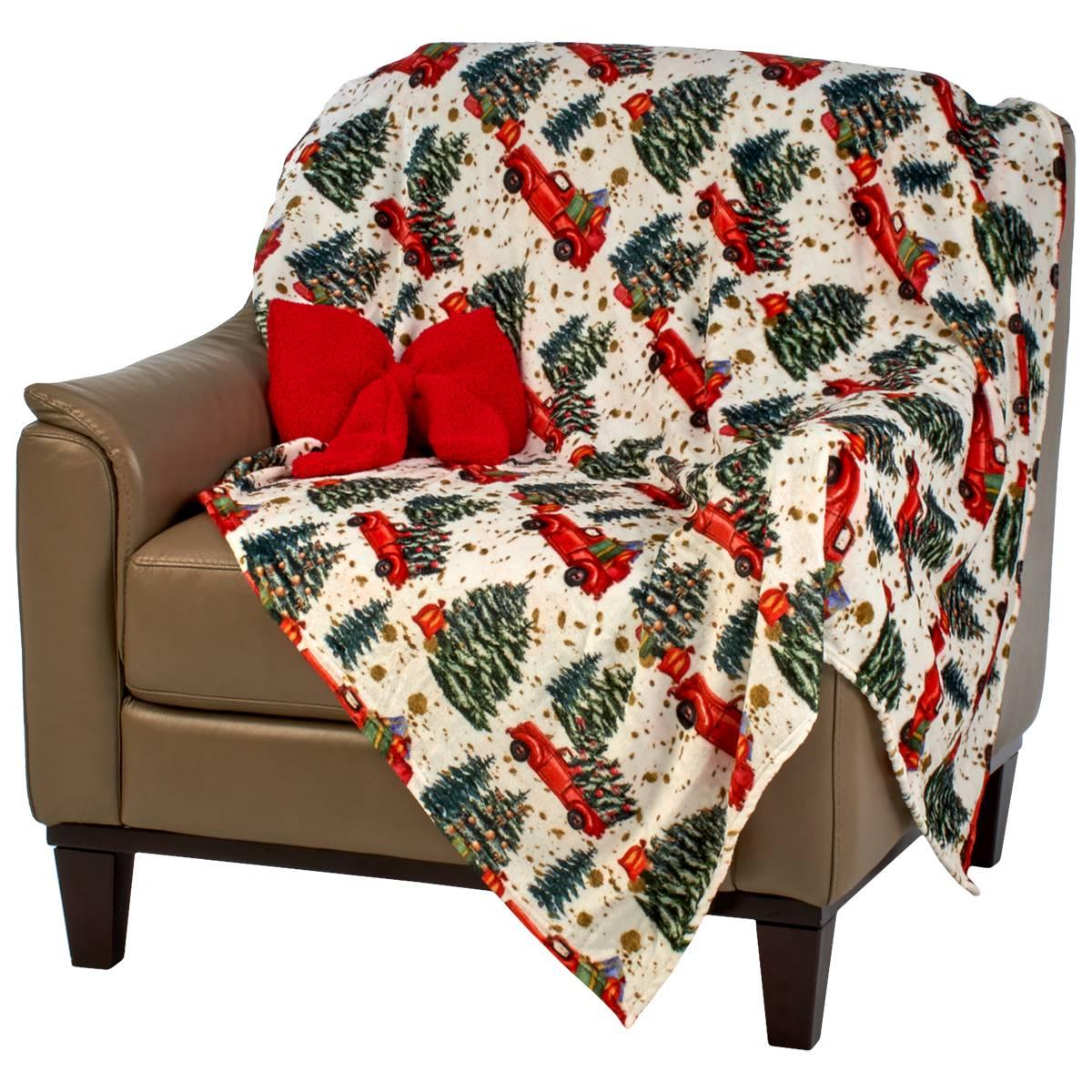 Holiday Home Bow Throw with Pillow Combo