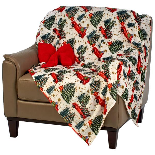 Holiday Home Bow Throw with Pillow Combo