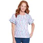 Womens Multiples Double Flounce Sleeve Dot Waves Top - image 1