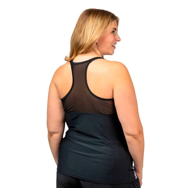 Plus Size Free Country Crochet Wave Racer-Back Tankini Swim Top