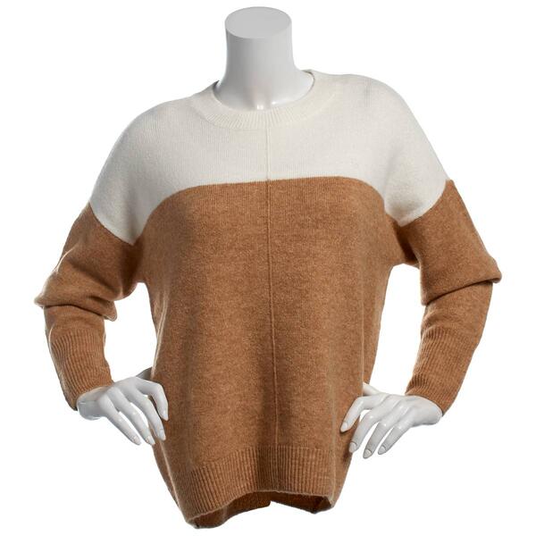 Womens Vince Camuto Long Sleeve Color Block Crew Neck Sweater - image 