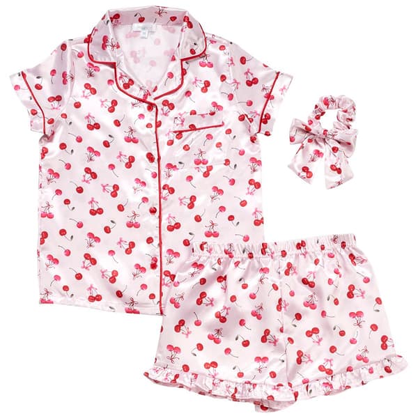Girls (7-12) Be Magical 3pc. All Over Print Cherry Pajama Set - image 