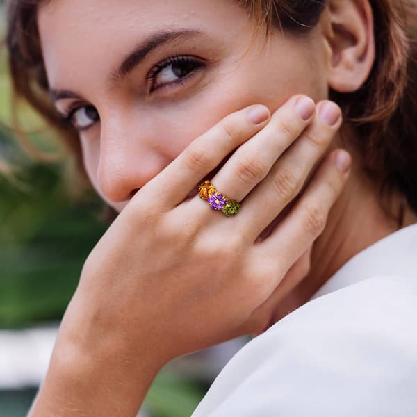 Sophia B 2 3/4ctw. Floral Multi-Gemstone Ring