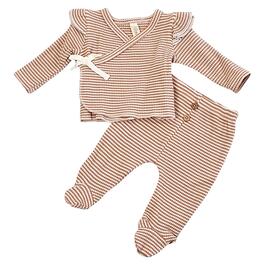 Baby Girl &#40;NB-9M&#41; Snug 2pc. Stripe Waffle Knit Cardigan Set
