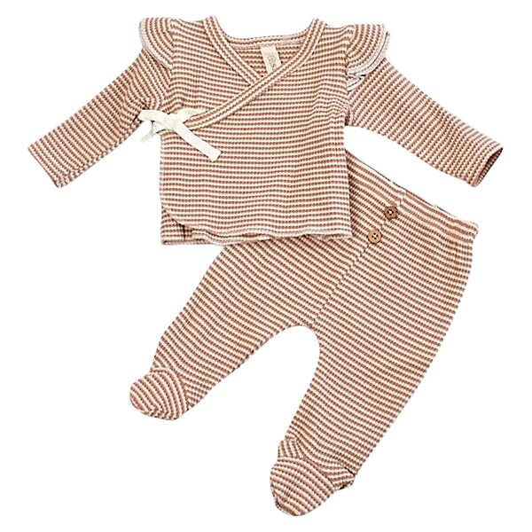 Baby Girl &#40;NB-9M&#41; Snug 2pc. Stripe Waffle Knit Cardigan Set - image 