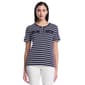 Womens Rafaella(R) Short Sleeve Welt Pocket Button Stripe Top - image 1