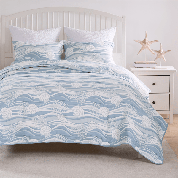 Greenland Home Fashions(tm) Dover Reversible Coastal Coverlet Set - image 