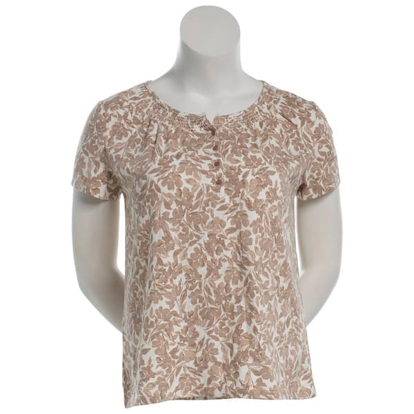 Petite Hasting & Smith Short Sleeve Leaf Peasant Tee
