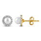 Gemstone Classics(tm) Yellow Gold Pearl Crown Halo Stud Earrings - image 1