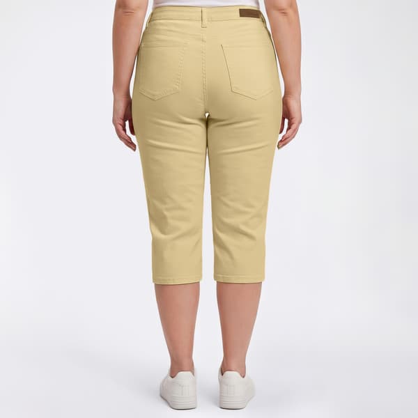 Plus Size Tailormade 5 Pocket Solid Capri Pants