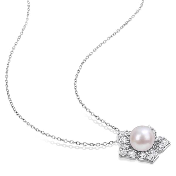 Gemstone Classics™ Pearl & Sapphire Floral Earrings