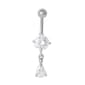 14 Gauge Stainless Steel Cubic Zirconia Belly Ring - image 1