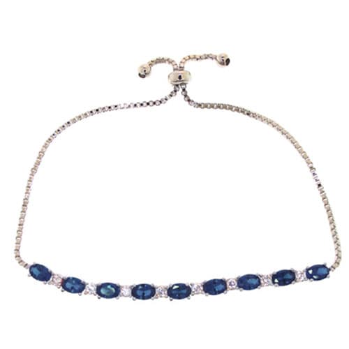 Gianni Argento Silver & Lab Created Sapphire Adjustable Bracelet - image 