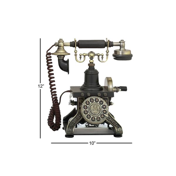 9th &amp; Pike® Black Brass Vintage Antique Phone