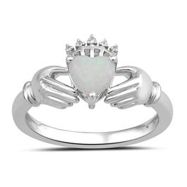 Sterling Silver Opal Claddagh Ring