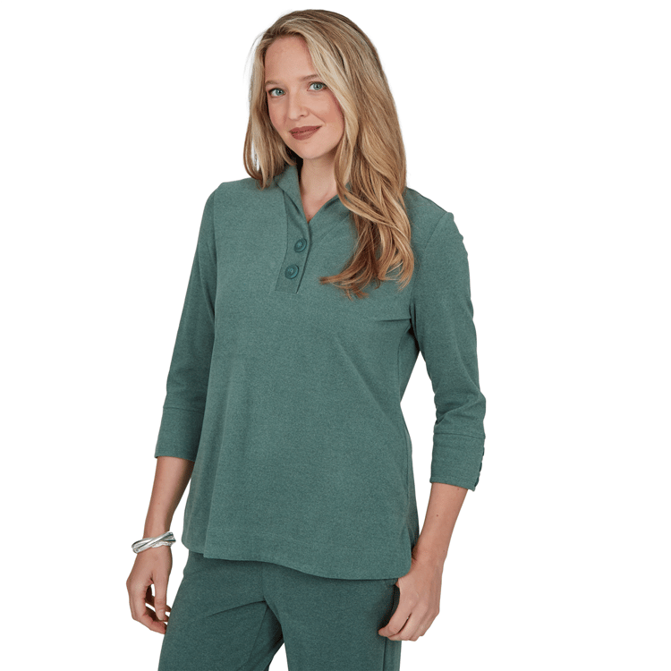 Womens Ruby Rd. Premium Luxe Rib 3/4 Sleeve V-Neck Sweater