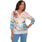 Womens Alfred Dunner Beachcomber Sunset Beach Scenic Split Neck - image 1