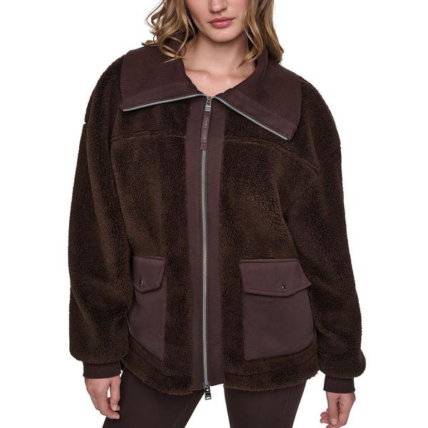 Womens DKNY Sport Zip Front Sherpa Jacket
