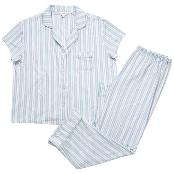 Womens Laura Ashley(R) Wide Stripe Boxy Pajama Set - image 