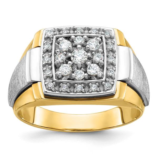 Mens Diamond Classics(tm) 10kt Two-tone 1/2 ctw Cluster Diamond Ring - image 