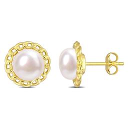 Gemstone Classics(tm) Miabella Halo White Pearl Stud Earrings