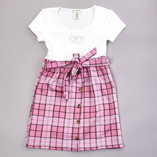 Girls &#40;7-16&#41; No Comment Embellished Hearts Tie Front Button Dress - image 