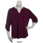 Plus Size Notations 3/4 Sleeve Solid Pintuck Yoke Blouse - image 3