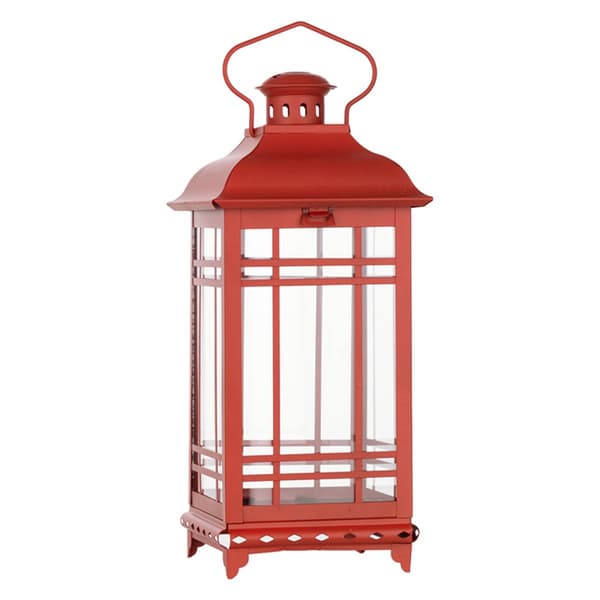 Melrose Traditional Red Metal Lanterns - Set of 3