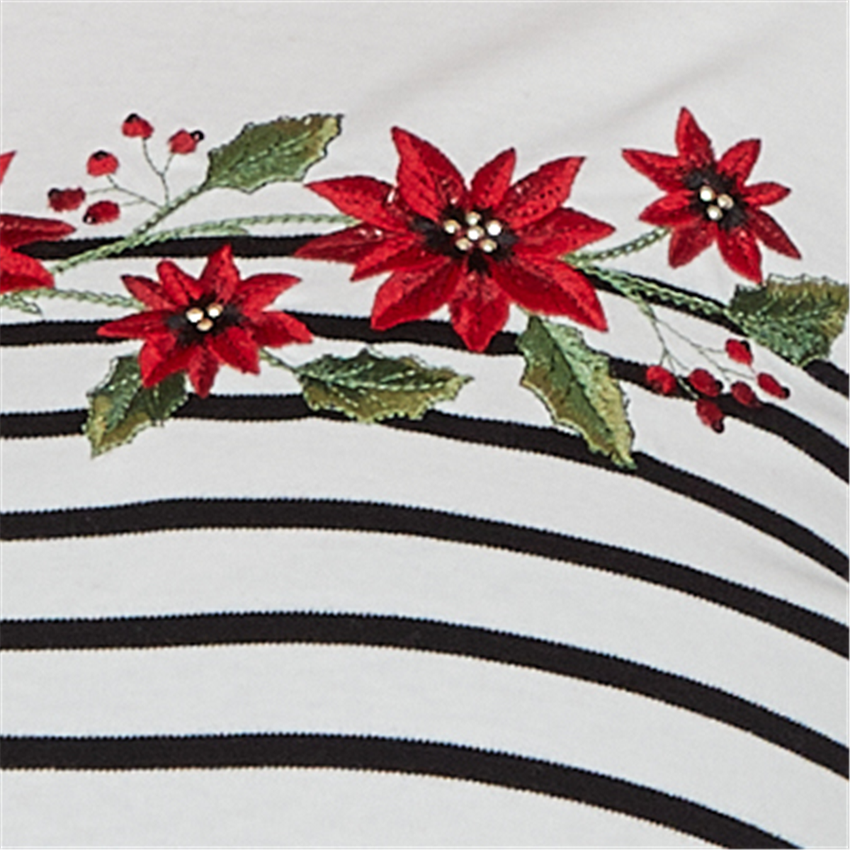 Plus Size Alfred Dunner Classics 3/4 Sleeve Poinsettia Stripe Tee