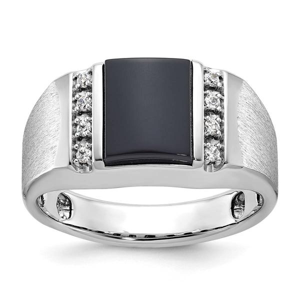 Mens Gentlemens Classics(tm) 14kt. White Gold Satin Onyx Ring - image 