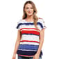 Womens Tru Self Button Shoulder Stripe Tee - image 1