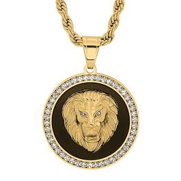 Mens Steeltime 18kt. Gold Plated Royal Lion Pendant Necklace