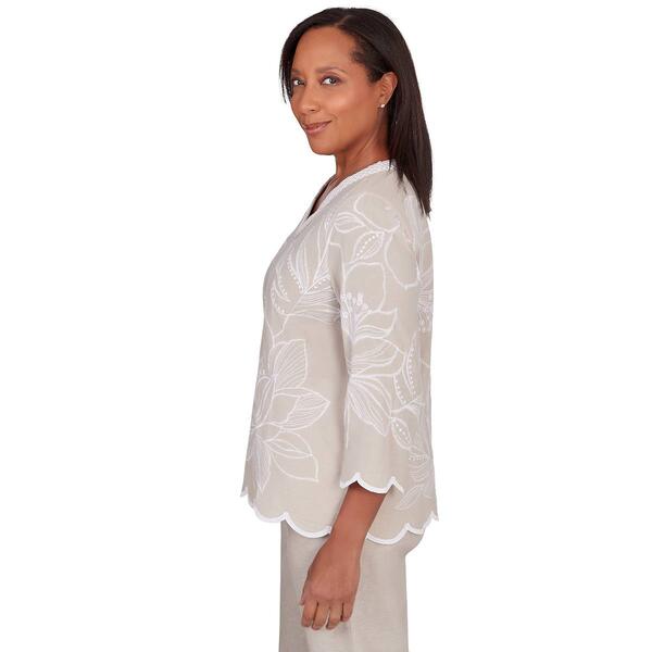 Womens Alfred Dunner Garden Party Drama Embroidered Floral Top