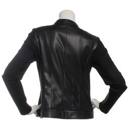 Womens Anne Klein Long Sleeve Full Zip Solid Mixed Media Jacket