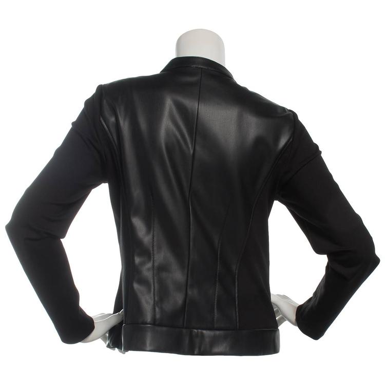 Womens Anne Klein Long Sleeve Full Zip Solid Mixed Media Jacket