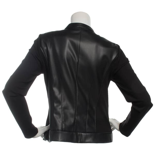 Womens Anne Klein Long Sleeve Full Zip Solid Mixed Media Jacket