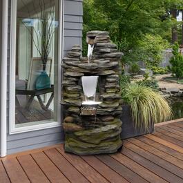 Alpine 5-Tiered Pot Fountain with LED Lights