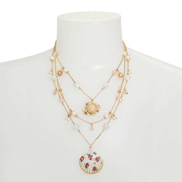 Betsey Johnson Floral Shell Layered Necklace