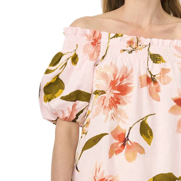Womens Cece Off the Shoulder Ruffle Smocked Neck Floral Blouse