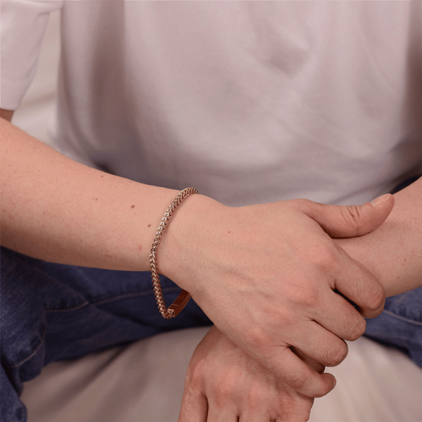 Mens Lynx Gold-Tone Ion Plated 8.5in Foxtail Chain Bracelet