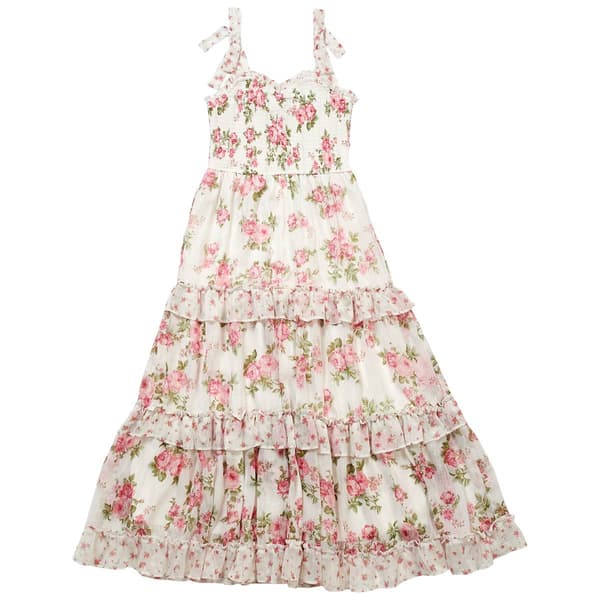 Girls (7-16) Rare Editions Floral Chiffon Smocked Bodice Dress
