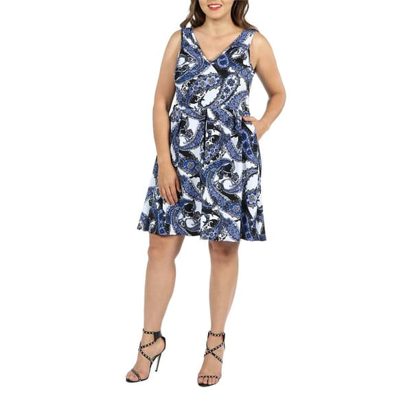 Plus Size 24/7 Comfort Apparel Paisley Tailored Fit & Flare Dress - image 