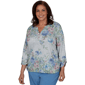 Plus Size Alfred Dunner Provence Floral Marled Henley Blouse - image 3