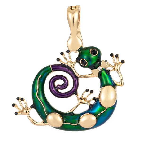 Wearable Art Multi-Color Lizard with Crystals Enhancer Pendant - image 