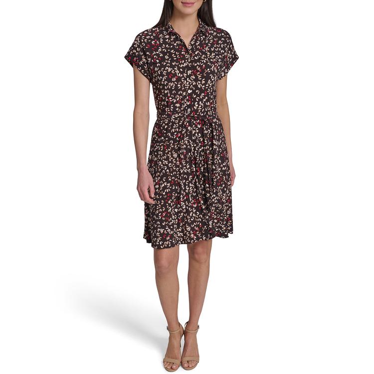 Womens Tommy Hilfiger Short Sleeve Print Jersey Shirtdress