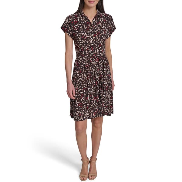 Womens Tommy Hilfiger Short Sleeve Print Jersey Shirtdress - image 